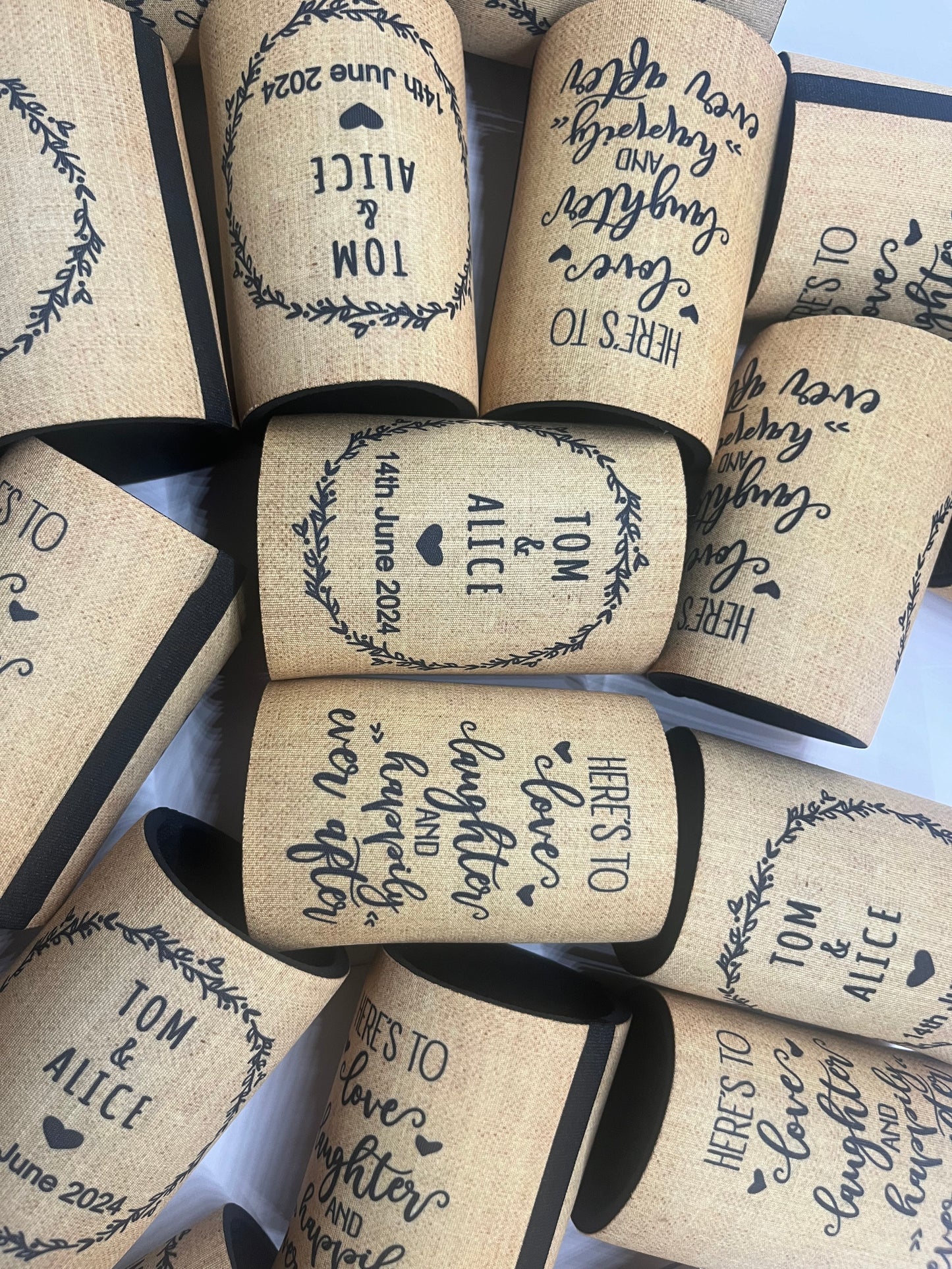 Stubby Holder - Here's to love laughter and happily ever after