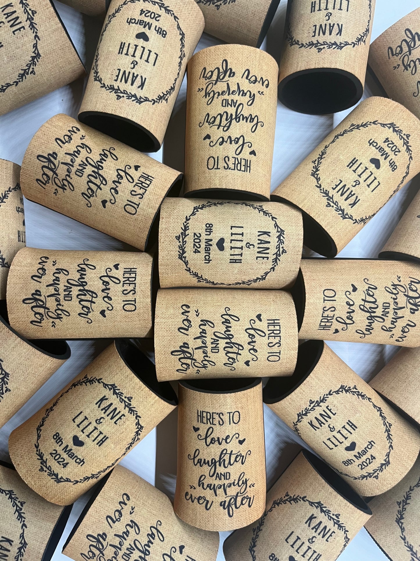 Stubby Holder - Here's to love laughter and happily ever after