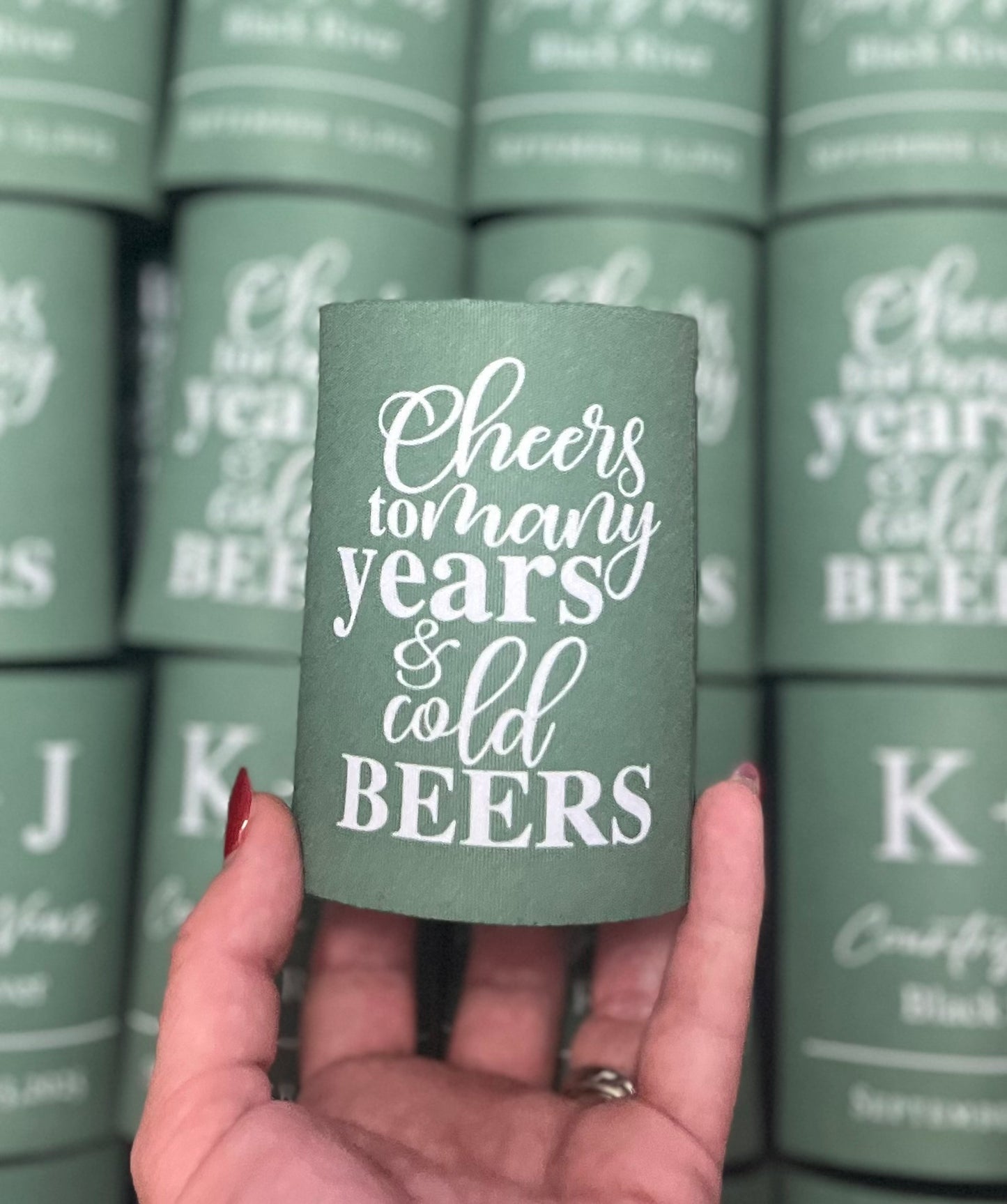 WS003 | Wedding Stubby Holders - Initials with location - Cheers to many years
