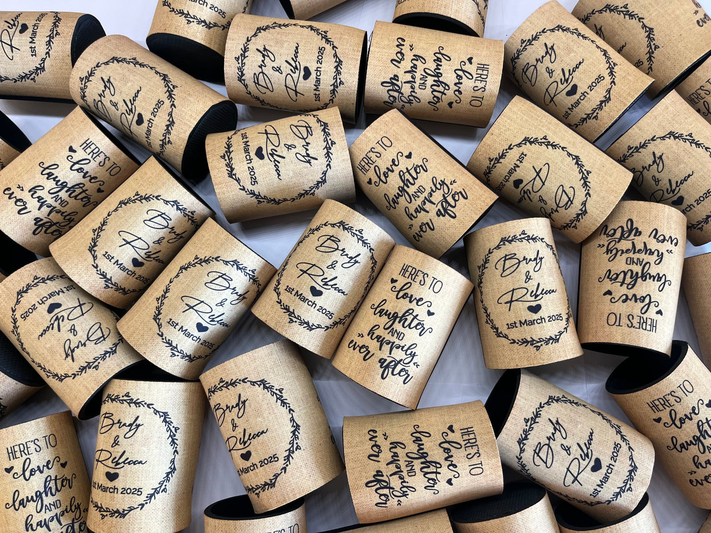Stubby Holder - Here's to love laughter and happily ever after