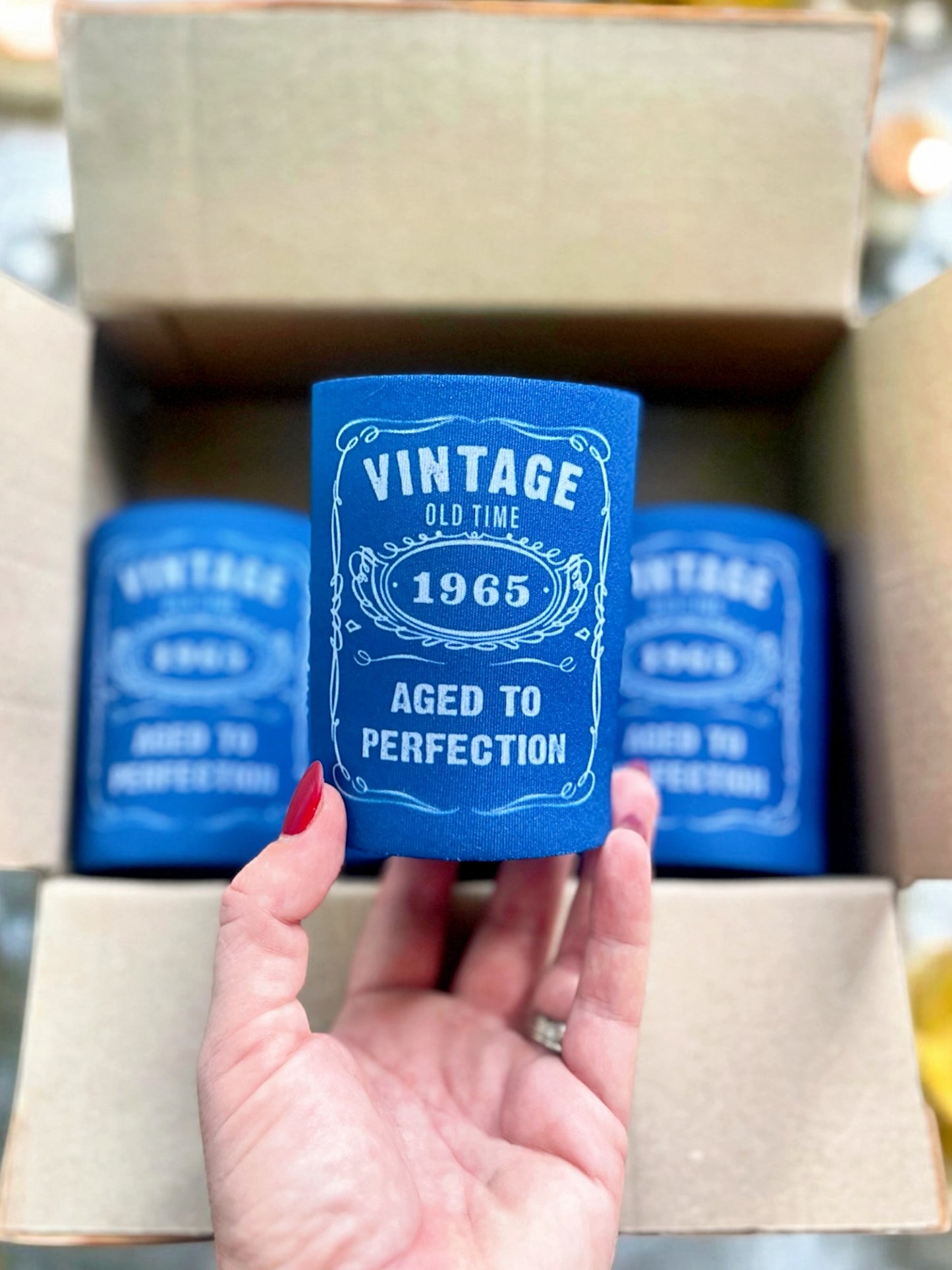 Stubby Holder - Vintage Style 2 Birthday years