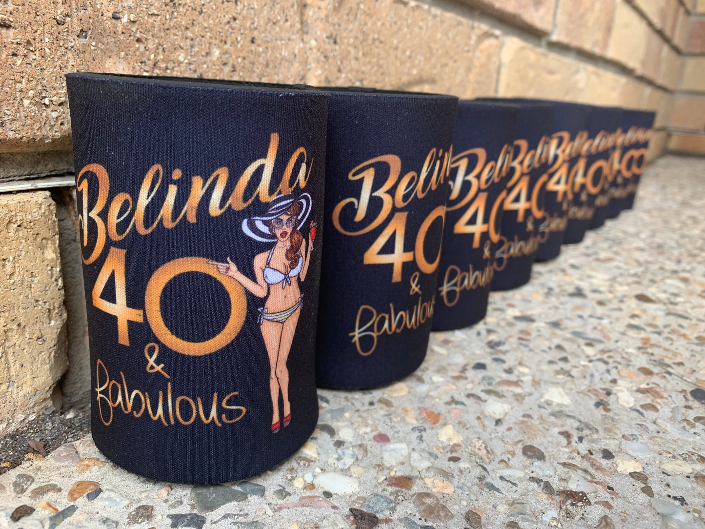 Personalised Stubby Holder For Birthday Celebration - 50 and Fabulous beach theme