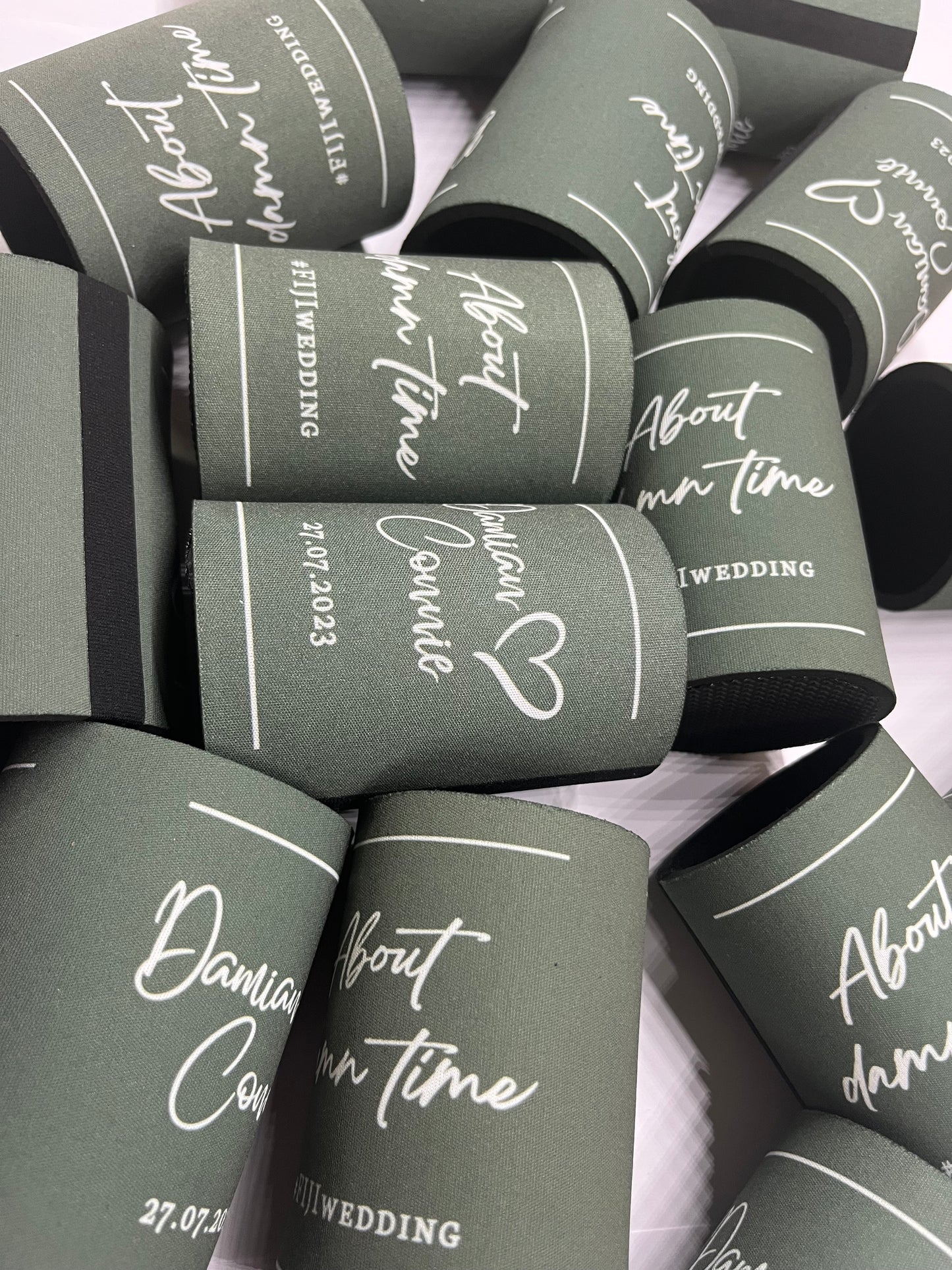 WS009 | Wedding Stubby Holders - About Damn Time with Love Heart