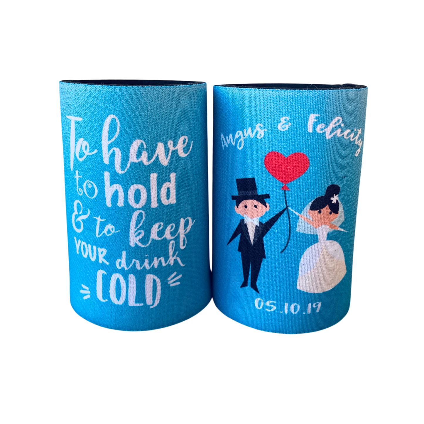 Wedding Stubby Holders - Cartoon Couple - To have and to hold