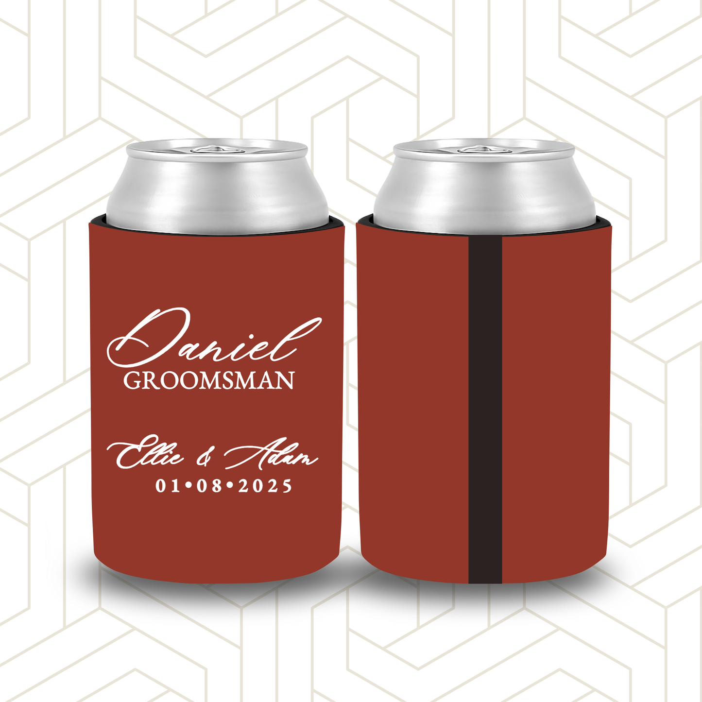 BR008 | Personalised Bridal Party Stubby Holders – Custom Gifts for Best Man, Groomsman