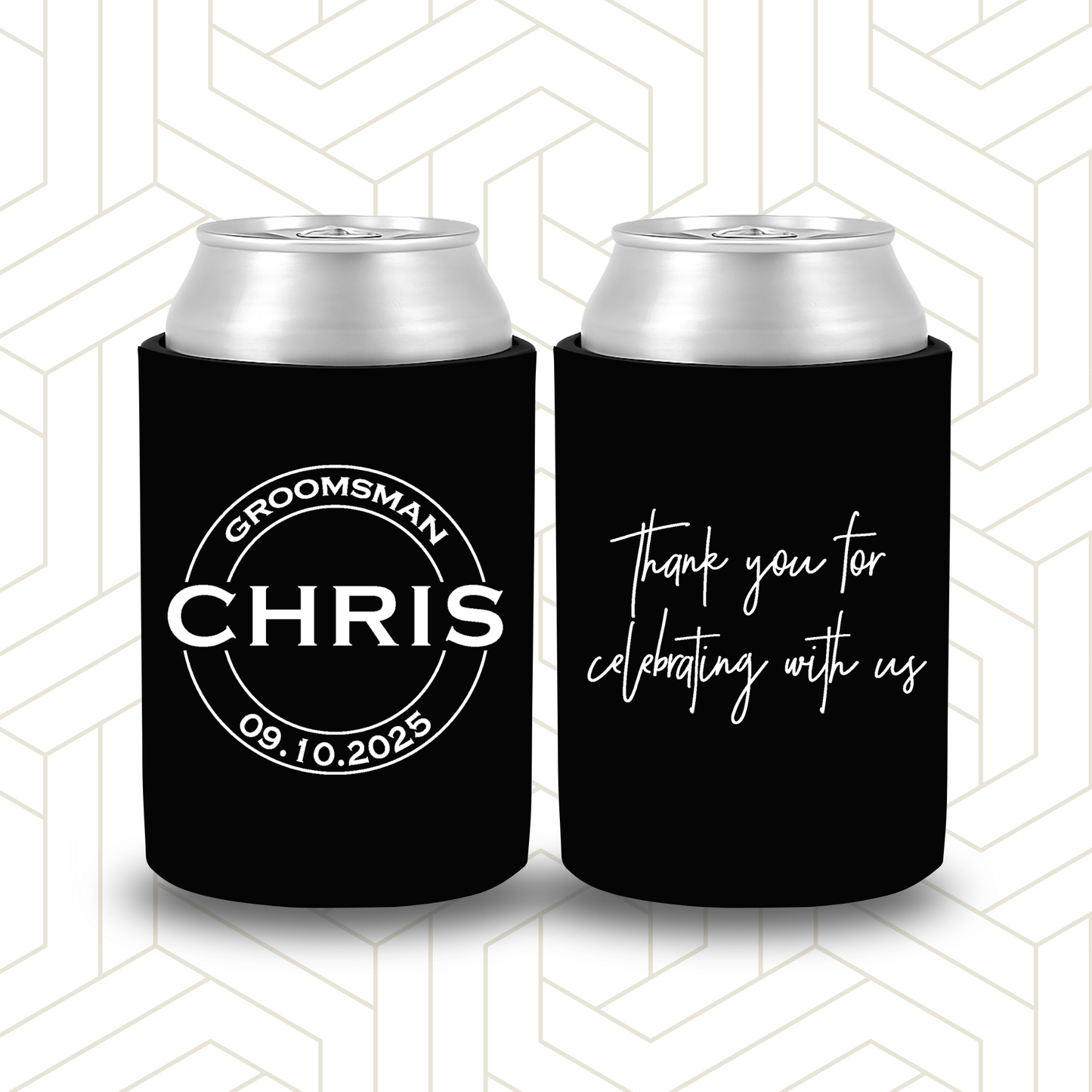 BR027 | Personalised Bridal Party Stubby Holders | Custom Gifts for Best Man, Groomsman, Groom