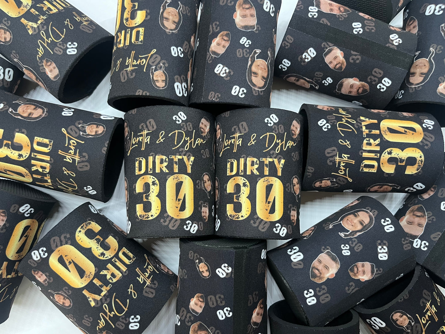Stubby Holder with Heads - Dirty Thirty - Any Age