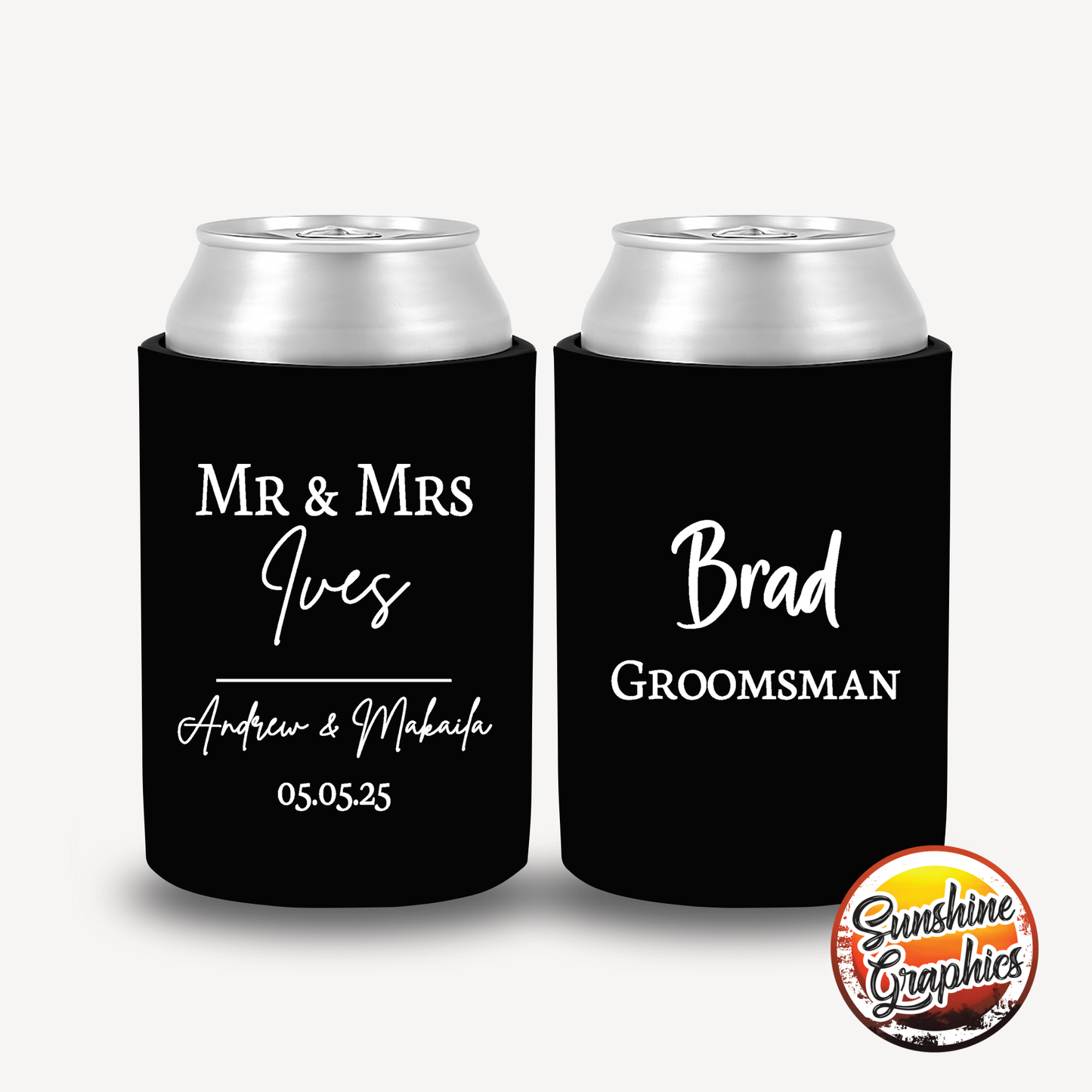 BR007 | Personalised Bridal Party Stubby Holders – Custom Gifts for Best Man, Groomsman
