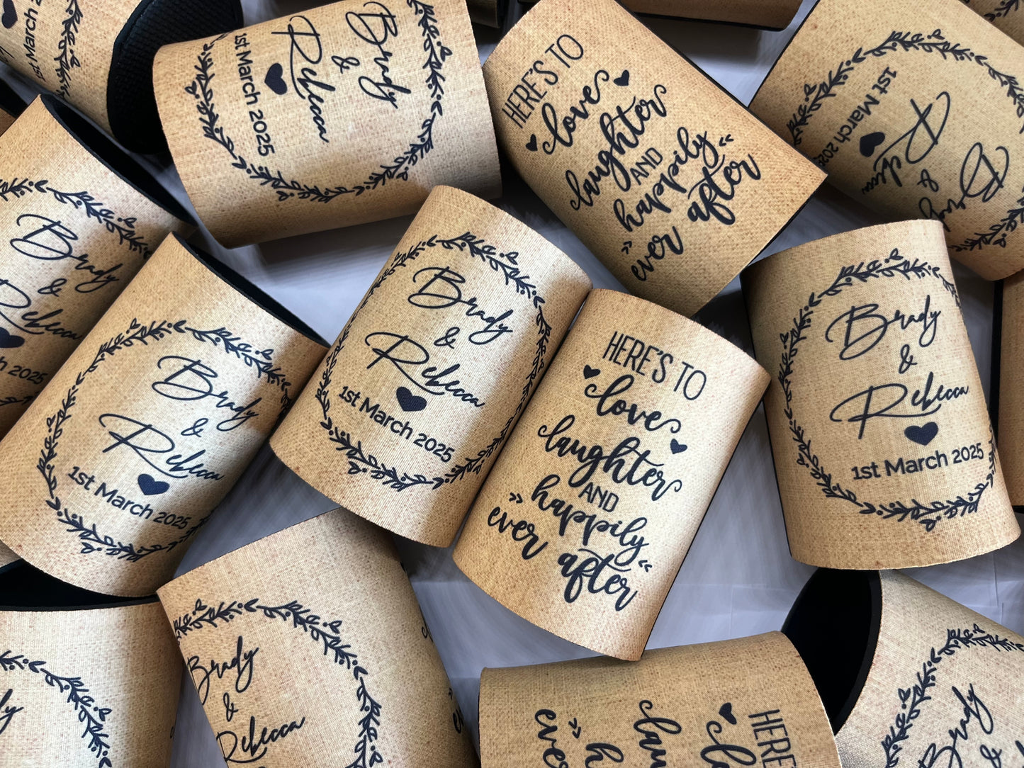 Stubby Holder - Here's to love laughter and happily ever after