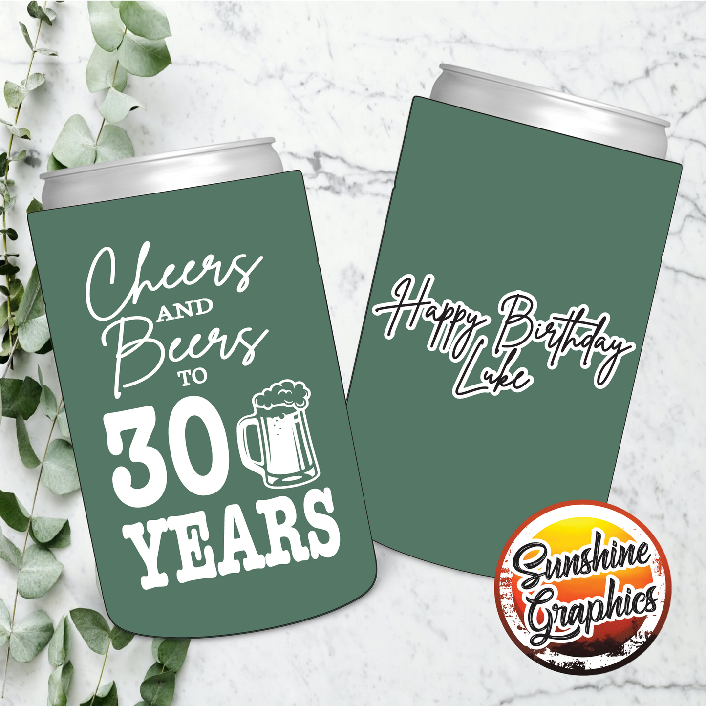Personalised Stubby Holder For Birthday Celebration - Cheers and Beers with photos