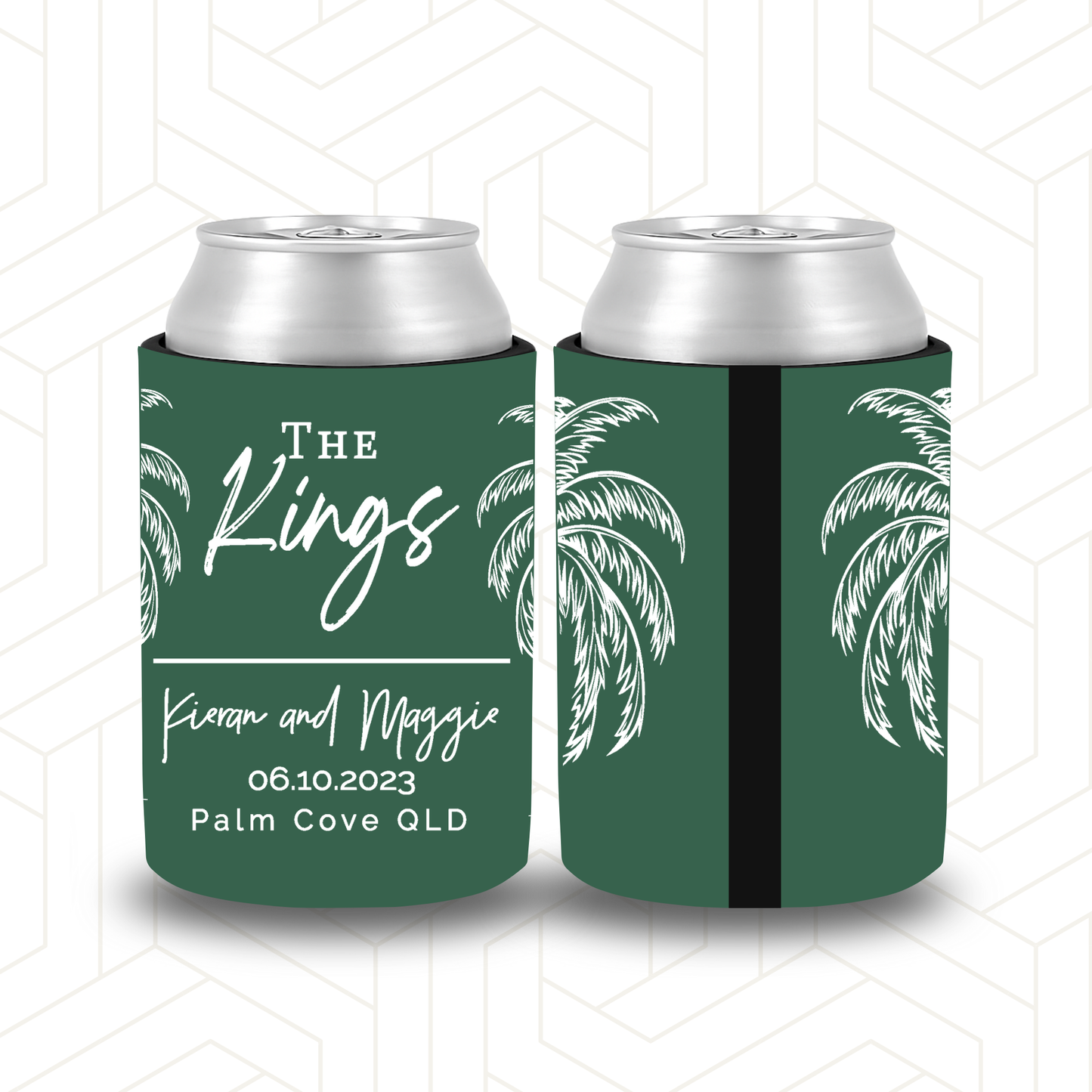 WS005 | Wedding Stubby Holders - with Palm Trees
