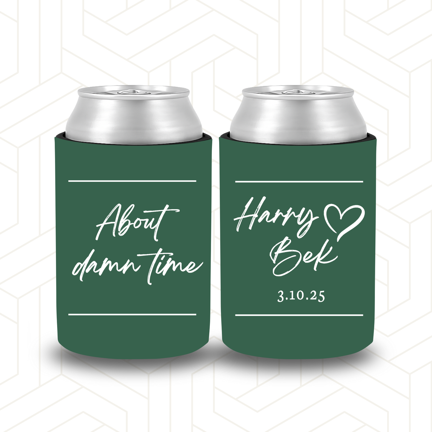 WS009 | Wedding Stubby Holders - About Damn Time with Love Heart