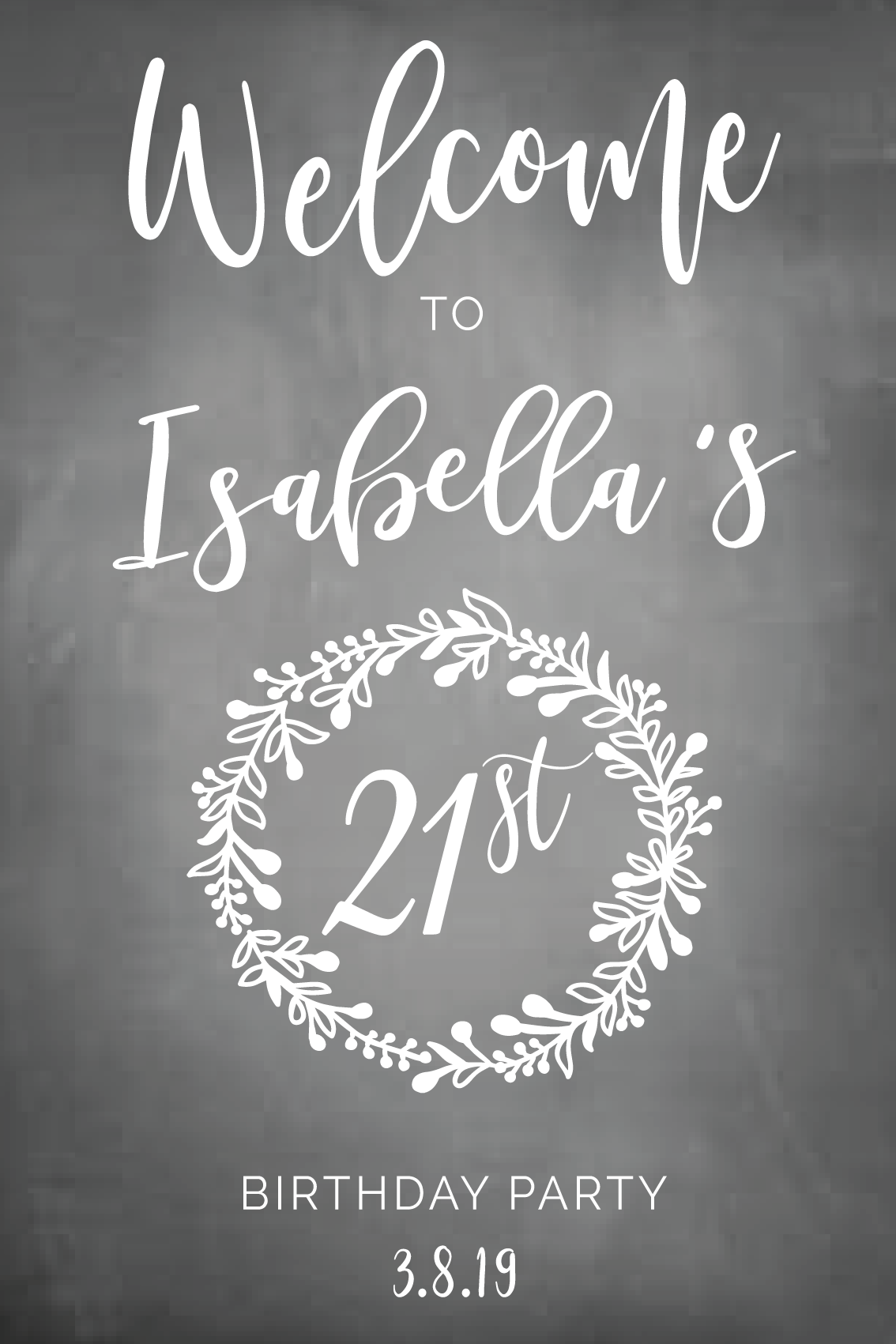 Welcome Sign 21st birthday party - DECAL ONLY or COMPLETE SIGN