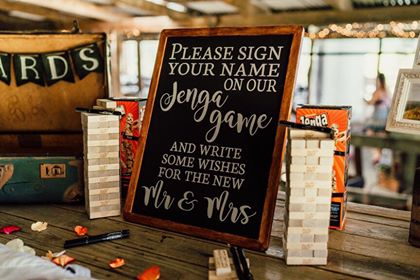 Please sign your name on our JENGA game - Wedding Decal