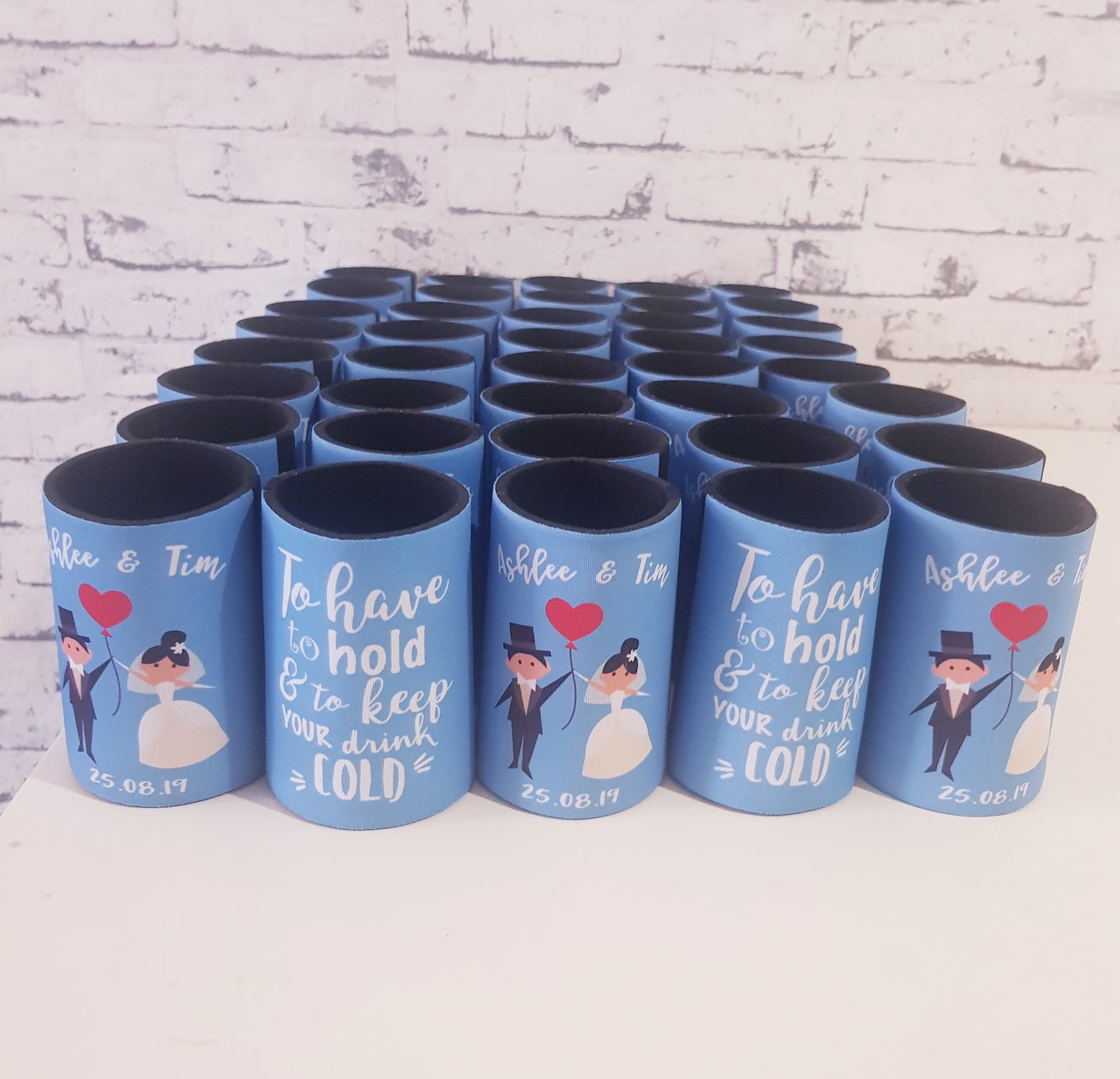 Wedding Stubby Holders - Cartoon Couple - To have and to hold