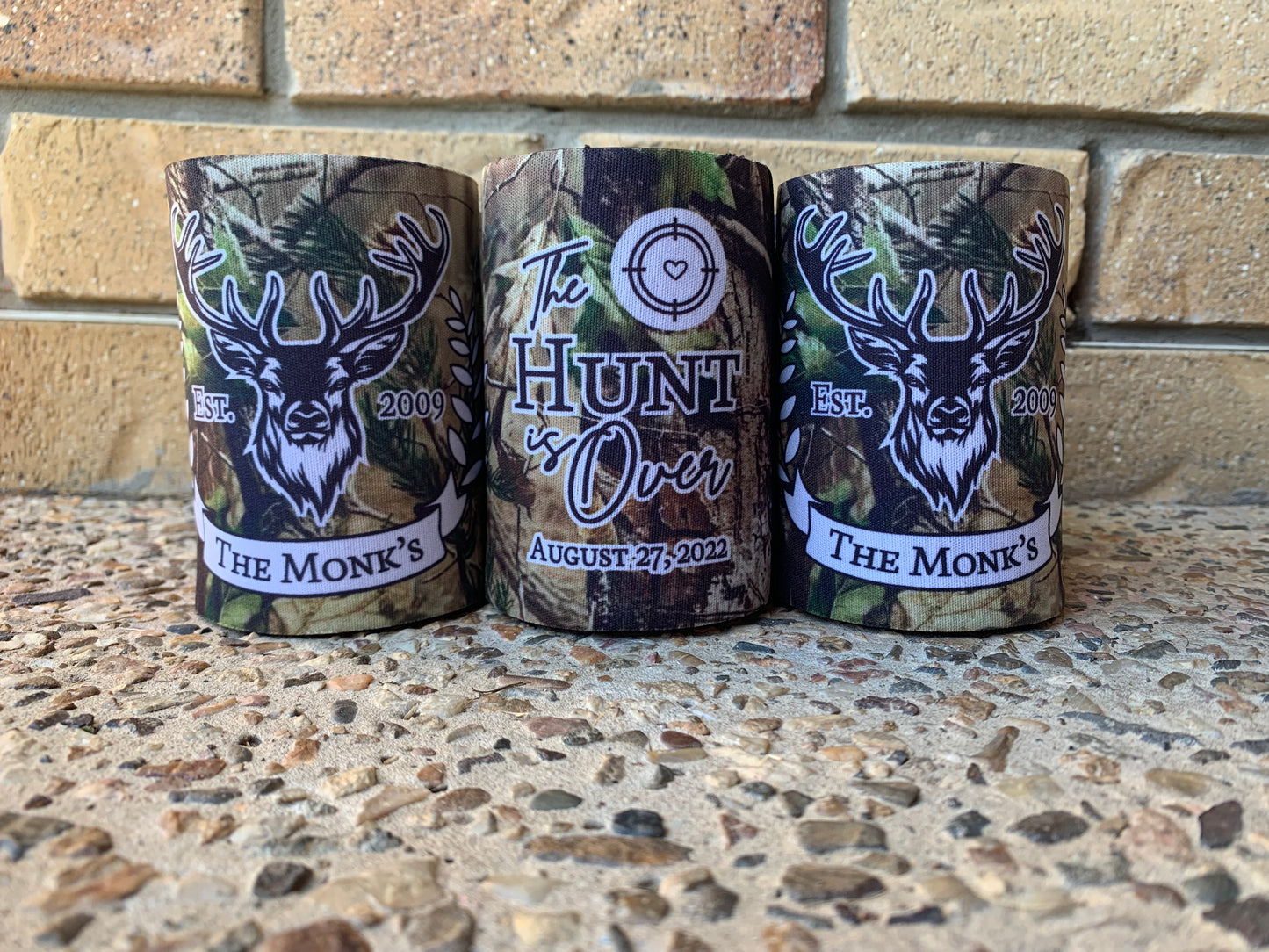 Wedding Stubby Holders - Camo - Stag - The Hunt is Over- Hunting Theme