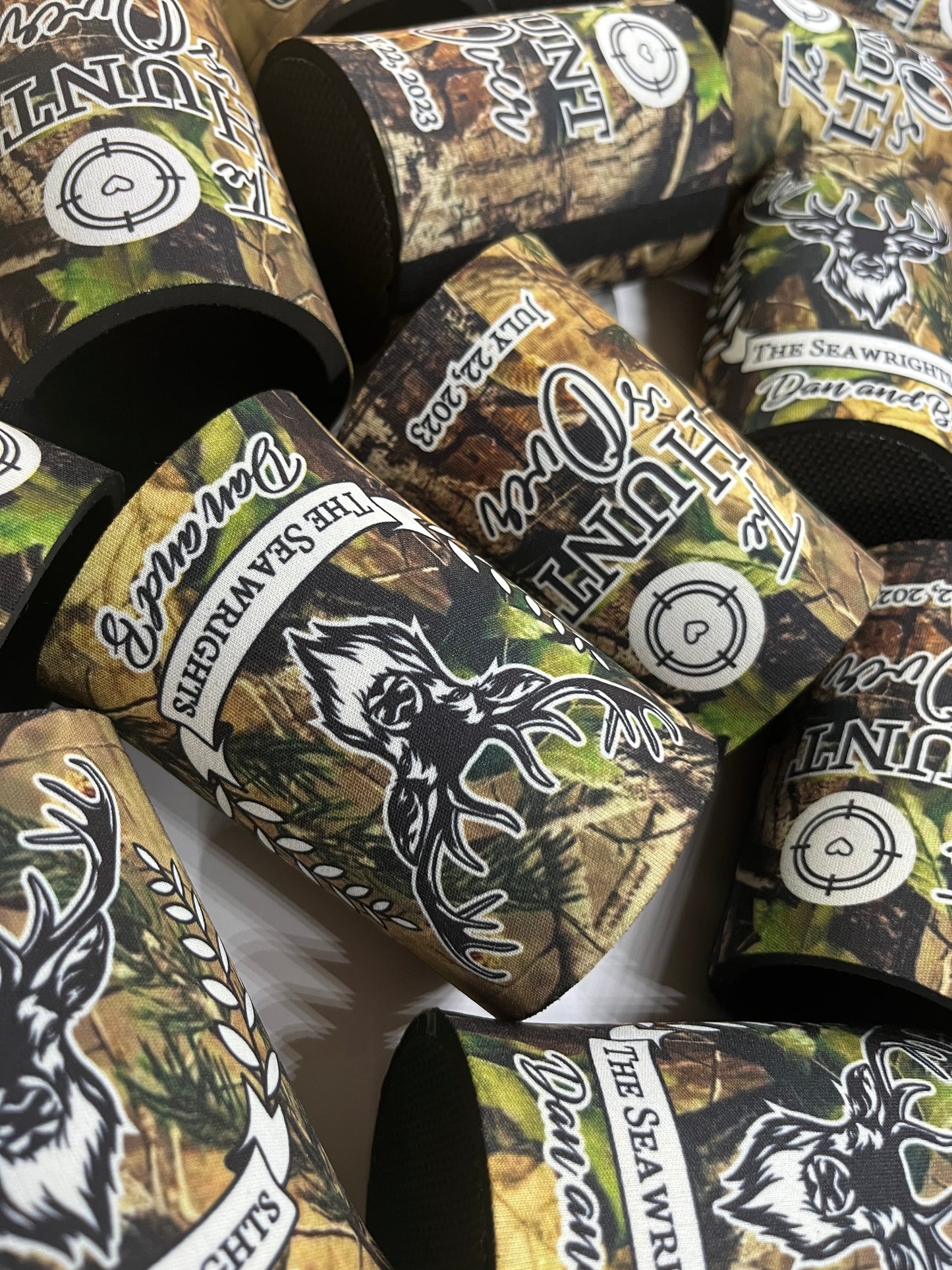 Wedding Stubby Holders - Camo - Stag - The Hunt is Over- Hunting Theme
