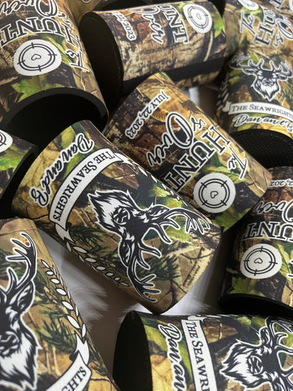 Wedding Stubby Holders - Camo - Stag - The Hunt is Over- Hunting Theme