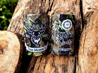 Wedding Stubby Holders - Camo - Stag - The Hunt is Over- Hunting Theme