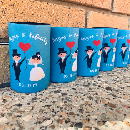 Wedding Stubby Holders - Cartoon Couple - To have and to hold