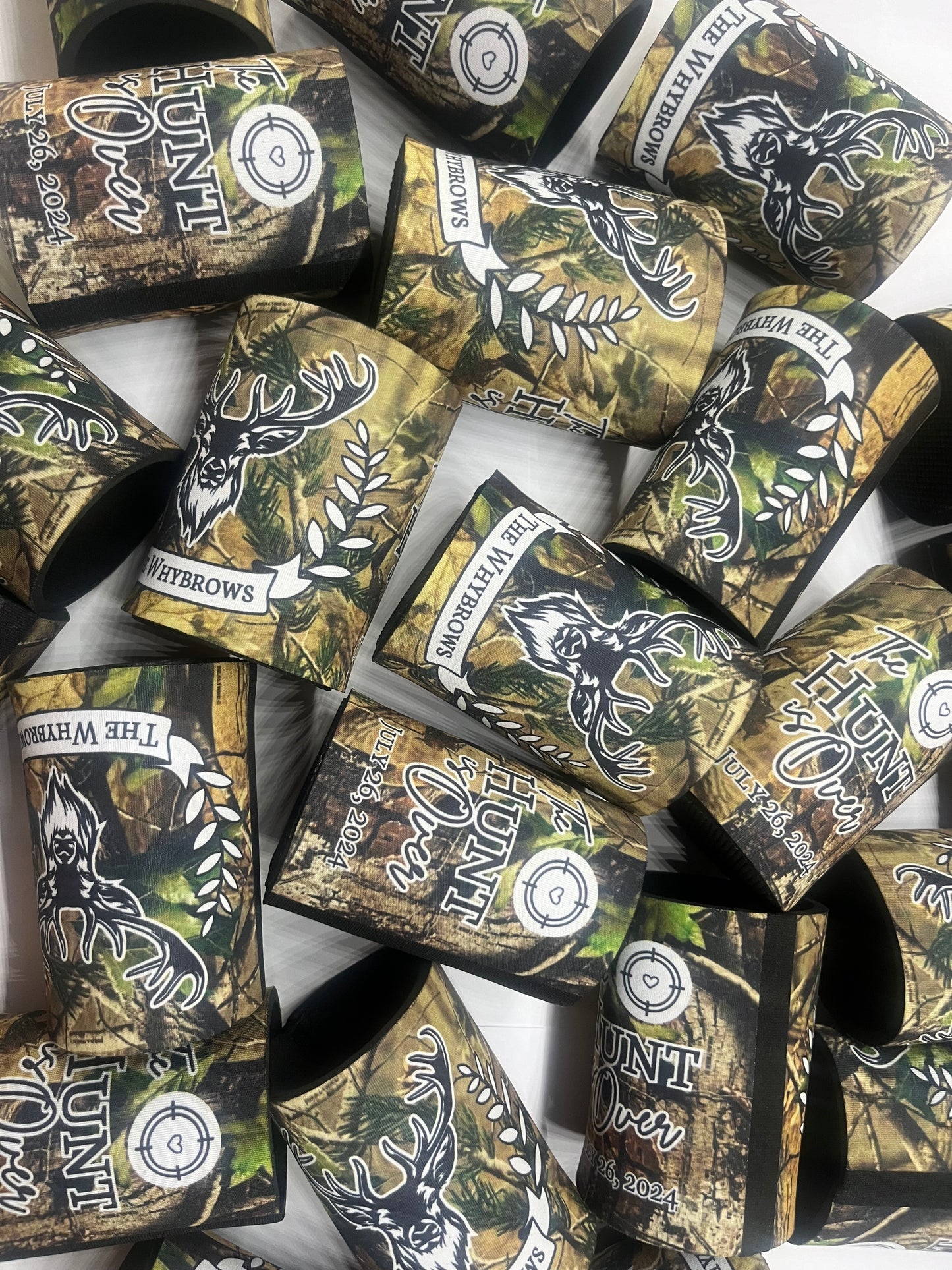 Wedding Stubby Holders - Camo - Stag - The Hunt is Over- Hunting Theme