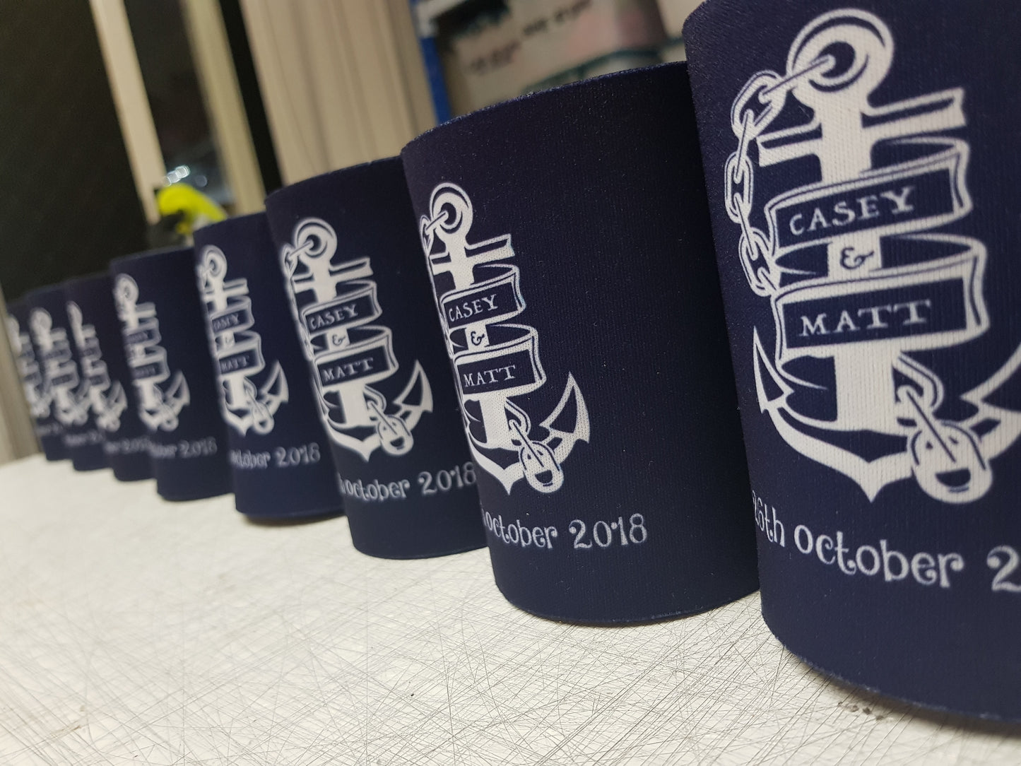 WS027 | Wedding Stubby Holders- Anchor - Sea Maritime Boat Theme
