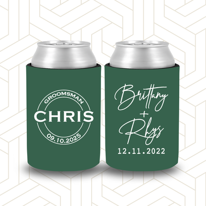 BR002 | Personalised Bridal Party Stubby Holders – Custom Wedding Favour