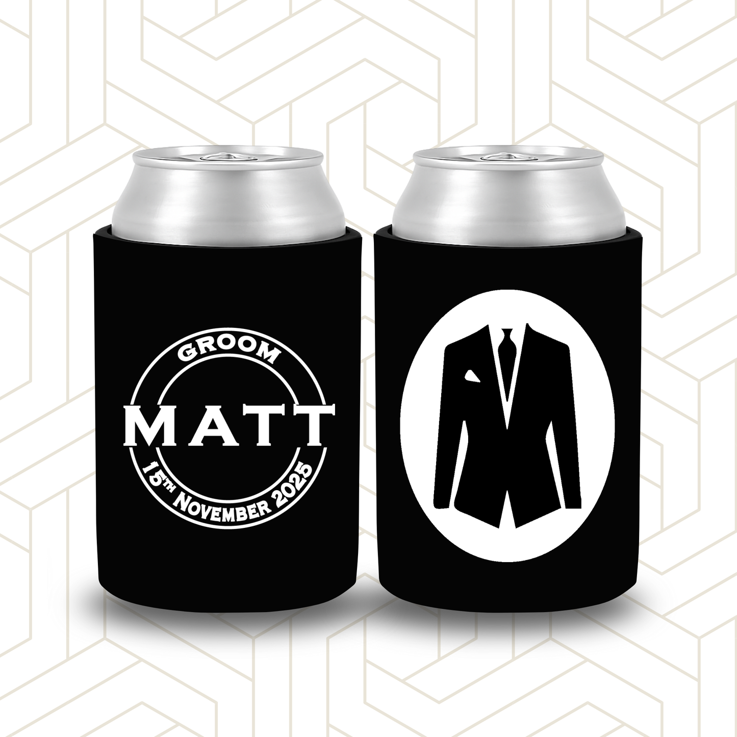 BR004 | Personalised Bridal Party Stubby Holders – Custom Wedding Favour