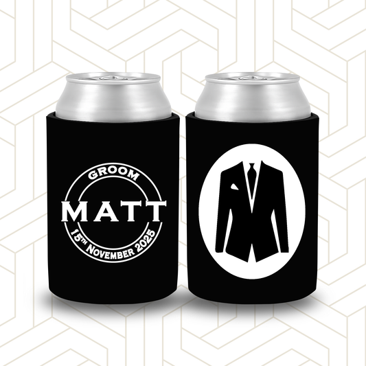 BR004 | Personalised Bridal Party Stubby Holders – Custom Wedding Favour