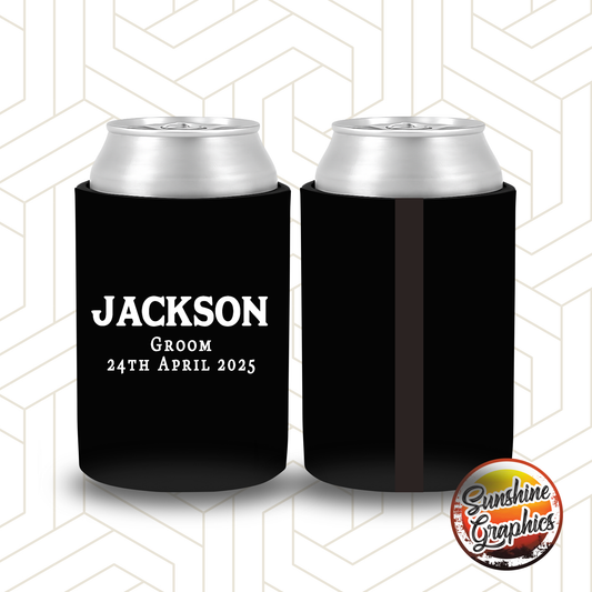 BR007 | Personalised Bridal Party Stubby Holders – Custom Gifts for Best Man, Groomsman