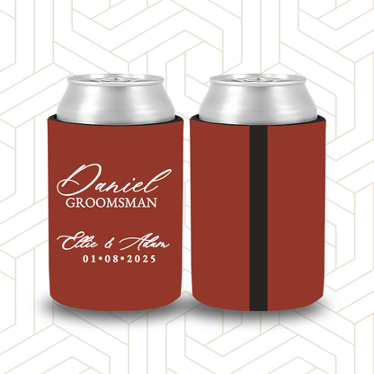 BR008 | Personalised Bridal Party Stubby Holders – Custom Gifts for Best Man, Groomsman