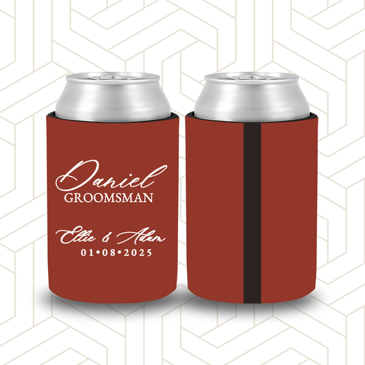 BR008 | Personalised Bridal Party Stubby Holders – Custom Gifts for Best Man, Groomsman