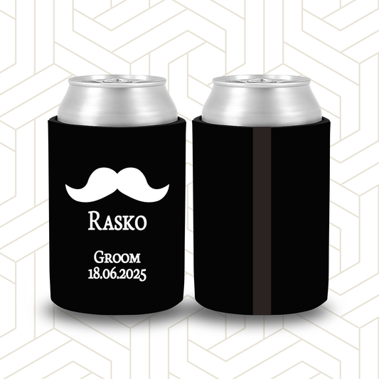 BR009 | Personalised Bridal Party Stubby Holders – Custom Gifts for Best Man, Groomsman - Moustache