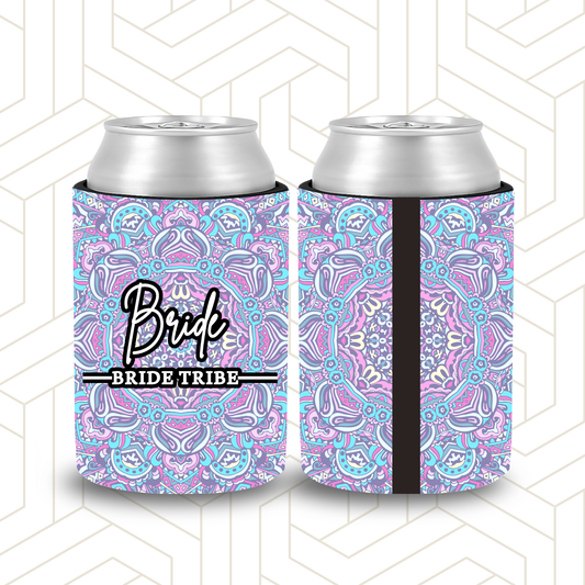 BR014 | Personalised Bridal Party Stubby Holders – Mandala Pattern Brided Tribe