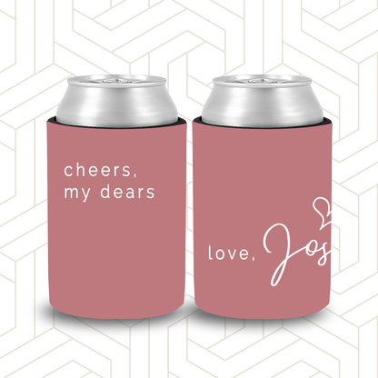 BR015 | Personalised Bridal Party Stubby Holders –Cheers my Dears - Bridemaid Gift