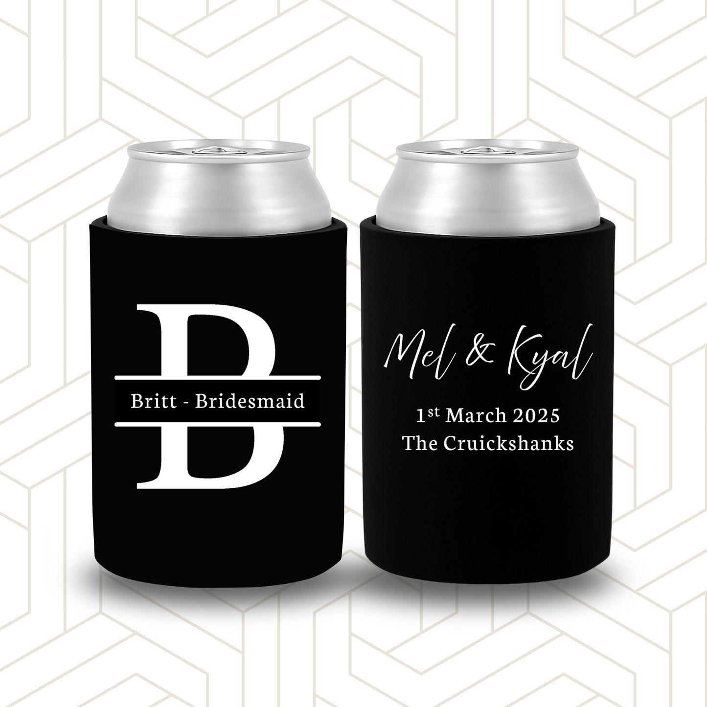 BR022 | Personalised Bridal Party Stubby Holders | Custom Gifts for Best Man, Groomsman, Groom