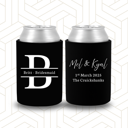 BR021 | Personalised Bridal Party Stubby Holders | Custom Gifts for Best Man, Groomsman, Groom
