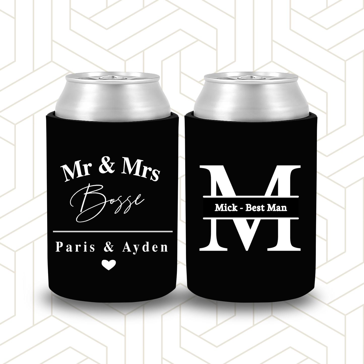 BR025 | Personalised Bridal Party Stubby Holders | Custom Gifts for Best Man, Groomsman, Groom