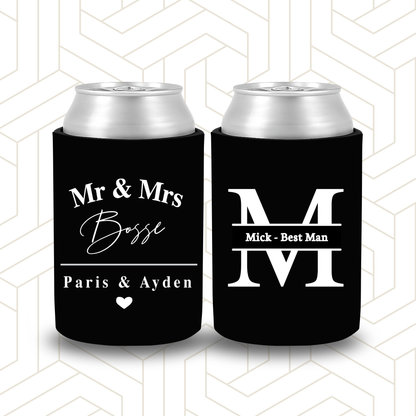 BR025 | Personalised Bridal Party Stubby Holders | Custom Gifts for Best Man, Groomsman, Groom