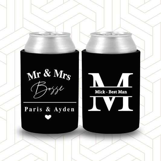 BR025 | Personalised Bridal Party Stubby Holders | Custom Gifts for Best Man, Groomsman, Groom