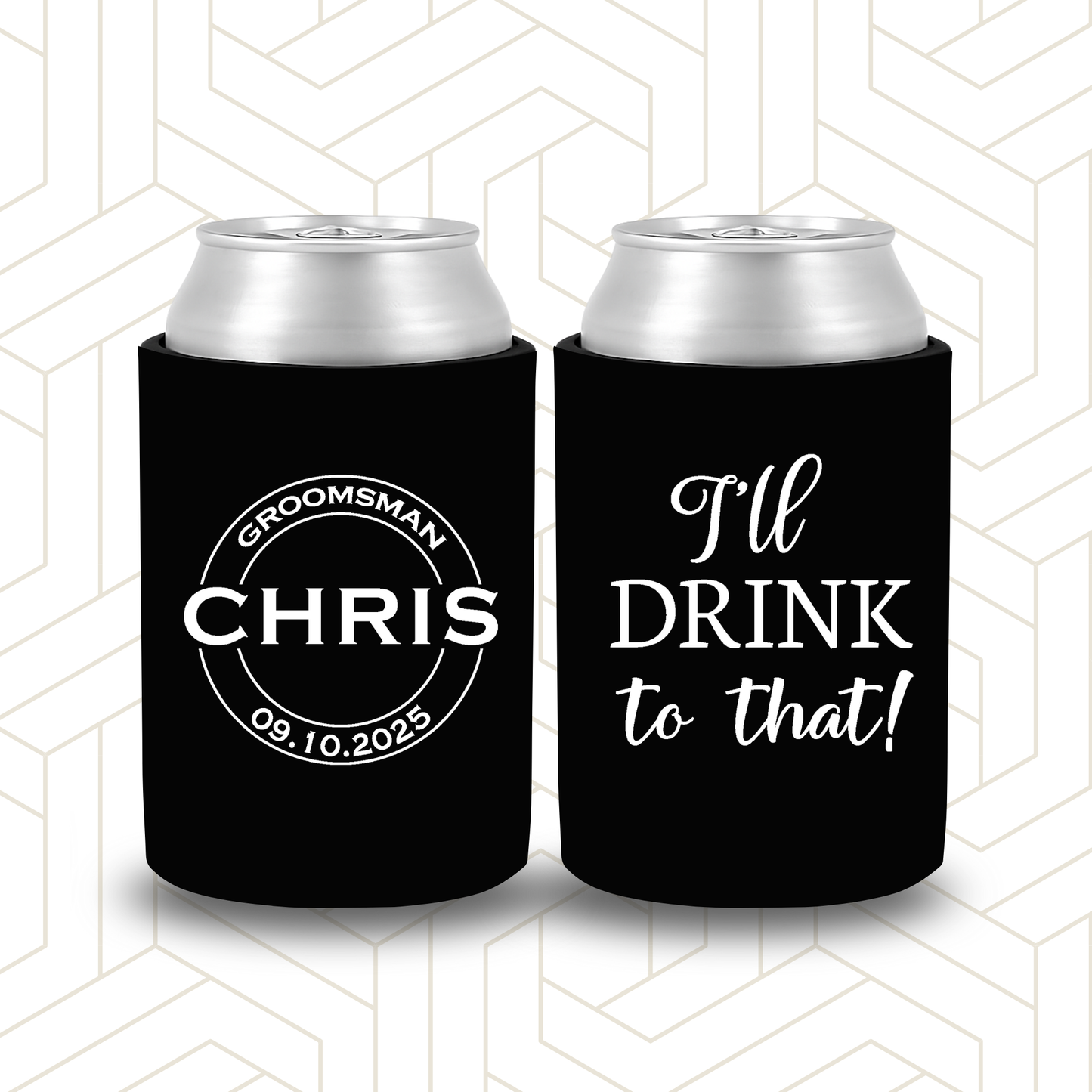 BR026 | Personalised Bridal Party Stubby Holders | Custom Gifts for Best Man, Groomsman, Groom
