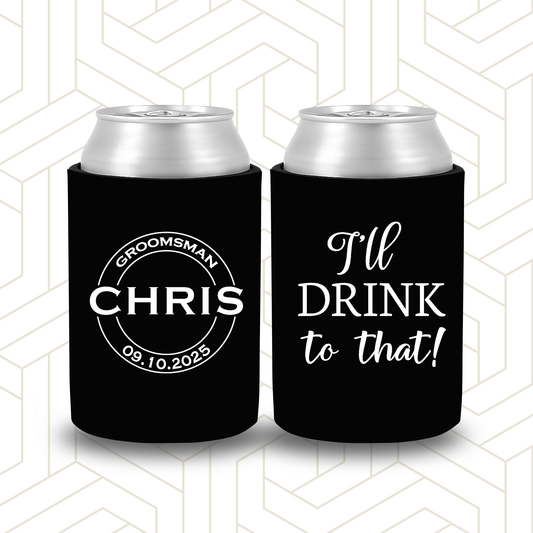 BR026 | Personalised Bridal Party Stubby Holders | Custom Gifts for Best Man, Groomsman, Groom
