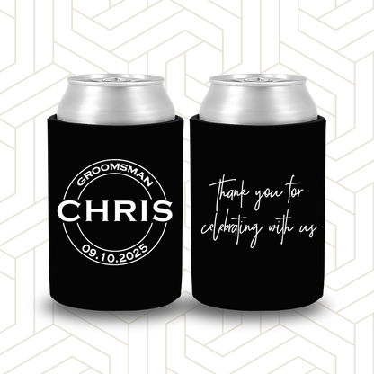 BR027 | Personalised Bridal Party Stubby Holders | Custom Gifts for Best Man, Groomsman, Groom