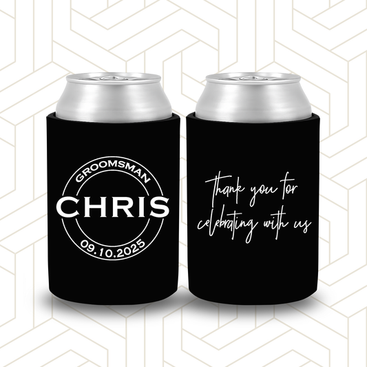 BR027 | Personalised Bridal Party Stubby Holders | Custom Gifts for Best Man, Groomsman, Groom