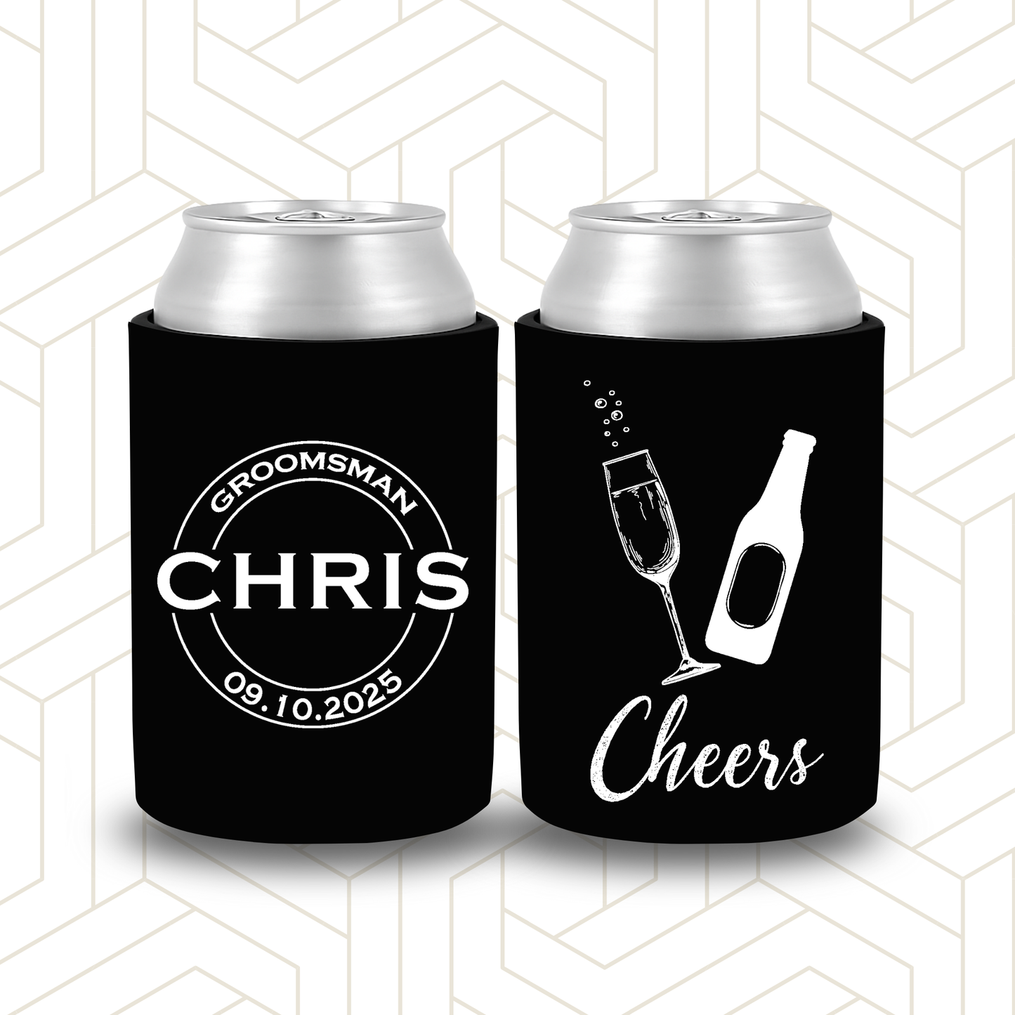 BR028 | Personalised Burlap Bridal Party Stubby Holders | Custom Gifts for Best Man, Groomsman, Groom