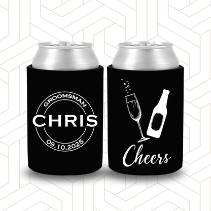 BR028 | Personalised Burlap Bridal Party Stubby Holders | Custom Gifts for Best Man, Groomsman, Groom