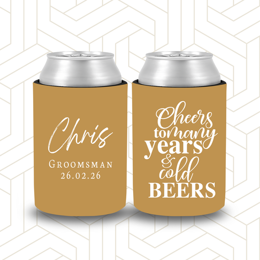 BR032 | Personalised Bridal Party Stubby Holders | Custom Gifts for Best Man, Groomsman, Groom