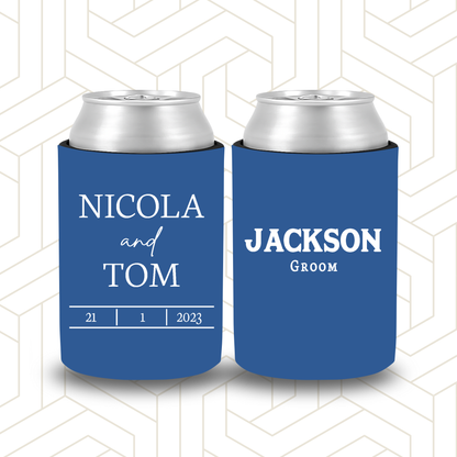 BR034 | Personalised Bridal Party Stubby Holders | Custom Gifts for Best Man, Groomsman, Groom