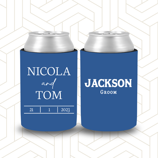 BR034 | Personalised Bridal Party Stubby Holders | Custom Gifts for Best Man, Groomsman, Groom