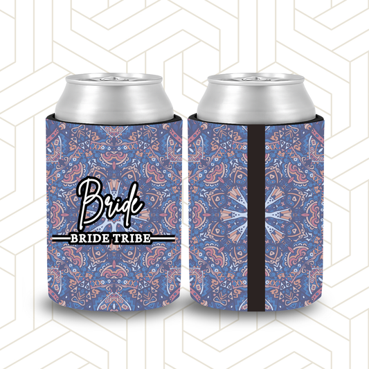 BR040 | Personalised BRIDE TRIBE Stubby Holders | Custom Gifts for Bridesmaids (Mandala Pattern)